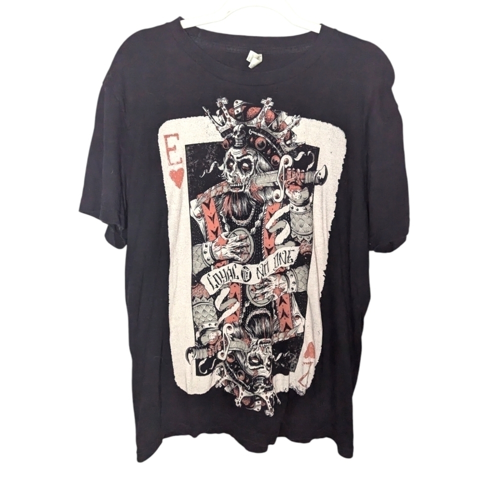 Y2K American Apparel Loyal To No One Card Skull Sword Grunge Goth shirt men L